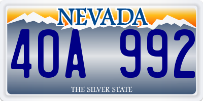 NV license plate 40A992