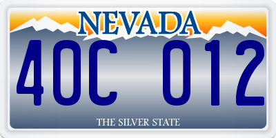 NV license plate 40C012