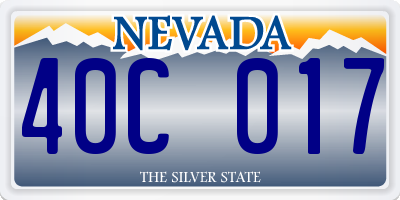 NV license plate 40C017