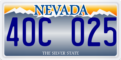NV license plate 40C025