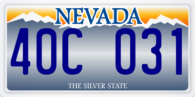 NV license plate 40C031