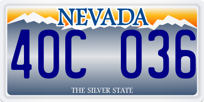 NV license plate 40C036