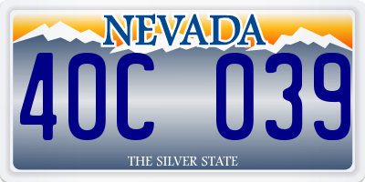 NV license plate 40C039