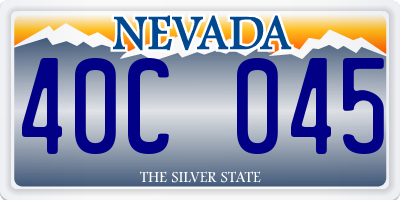 NV license plate 40C045