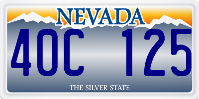 NV license plate 40C125