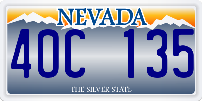 NV license plate 40C135