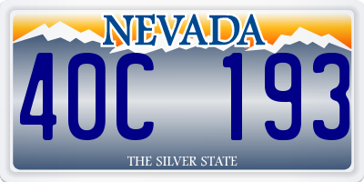 NV license plate 40C193