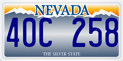 NV license plate 40C258