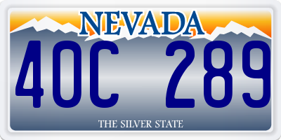 NV license plate 40C289