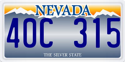 NV license plate 40C315