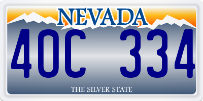 NV license plate 40C334