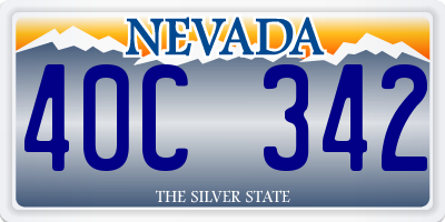 NV license plate 40C342