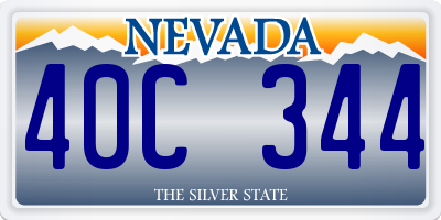NV license plate 40C344