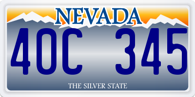 NV license plate 40C345