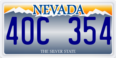 NV license plate 40C354