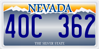 NV license plate 40C362