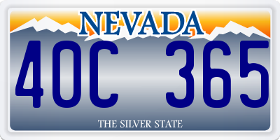 NV license plate 40C365