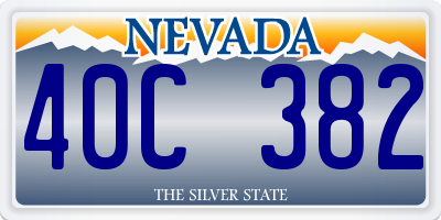 NV license plate 40C382