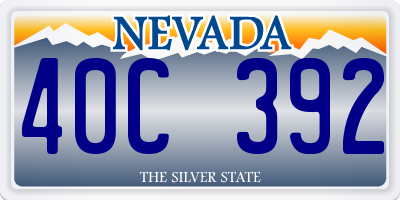 NV license plate 40C392