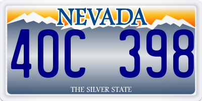 NV license plate 40C398