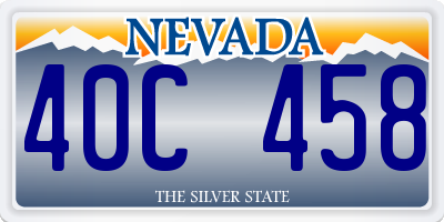 NV license plate 40C458