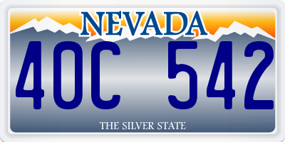 NV license plate 40C542