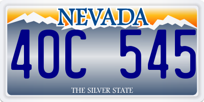 NV license plate 40C545