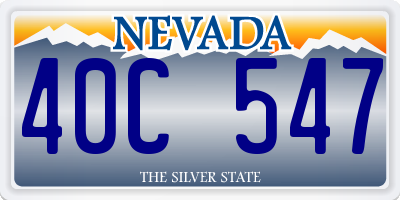 NV license plate 40C547