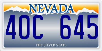 NV license plate 40C645