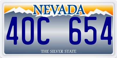 NV license plate 40C654