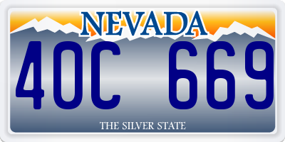 NV license plate 40C669