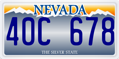 NV license plate 40C678