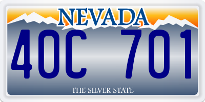 NV license plate 40C701