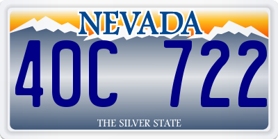 NV license plate 40C722