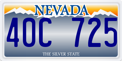NV license plate 40C725