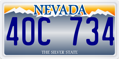 NV license plate 40C734