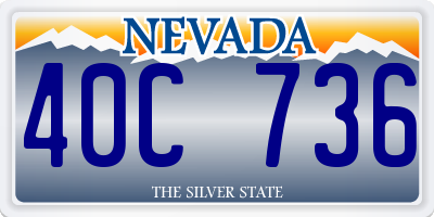 NV license plate 40C736