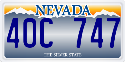 NV license plate 40C747