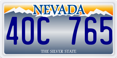 NV license plate 40C765