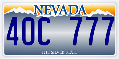 NV license plate 40C777