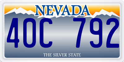 NV license plate 40C792