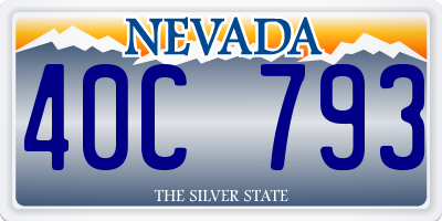 NV license plate 40C793