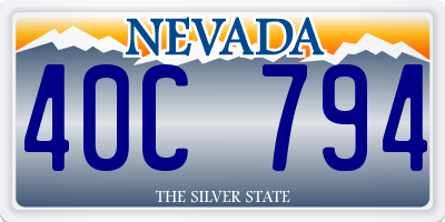 NV license plate 40C794
