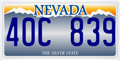 NV license plate 40C839