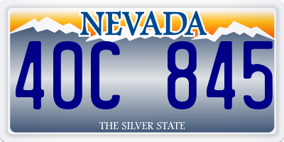 NV license plate 40C845