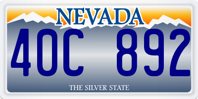 NV license plate 40C892