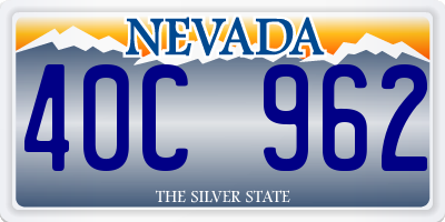 NV license plate 40C962