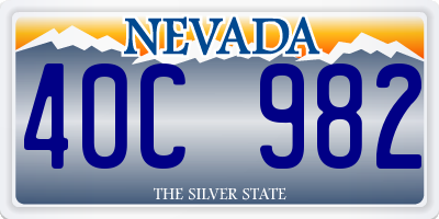 NV license plate 40C982