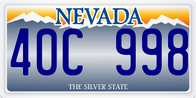 NV license plate 40C998
