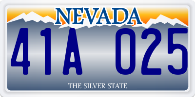 NV license plate 41A025